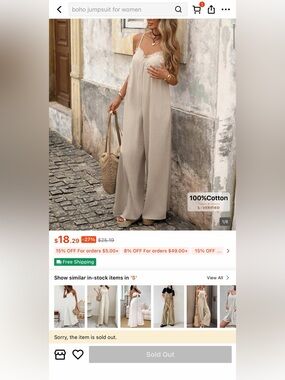 Boho Women's Jumpsuit in Apricot